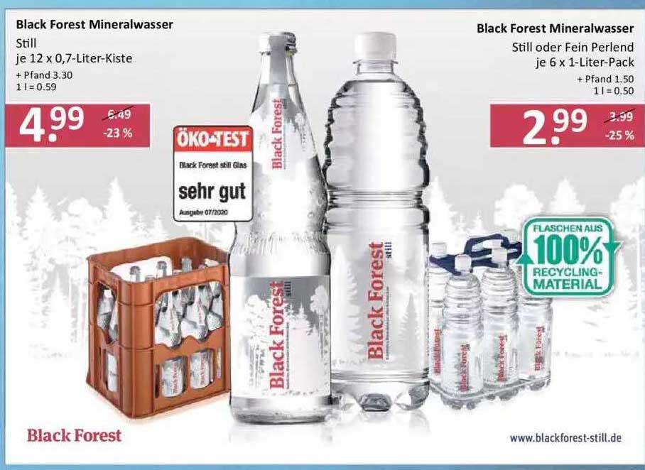 Black Forest Mineralwasser Still oder fein perlend 12x0,7L Angebot