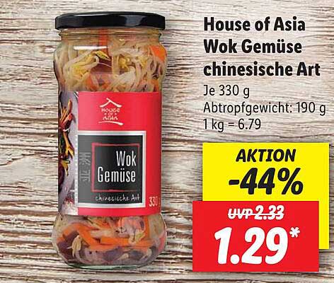House Of Asia Wok Gemüse Chinisische Art Angebot bei Lidl 1Prospekte.de
