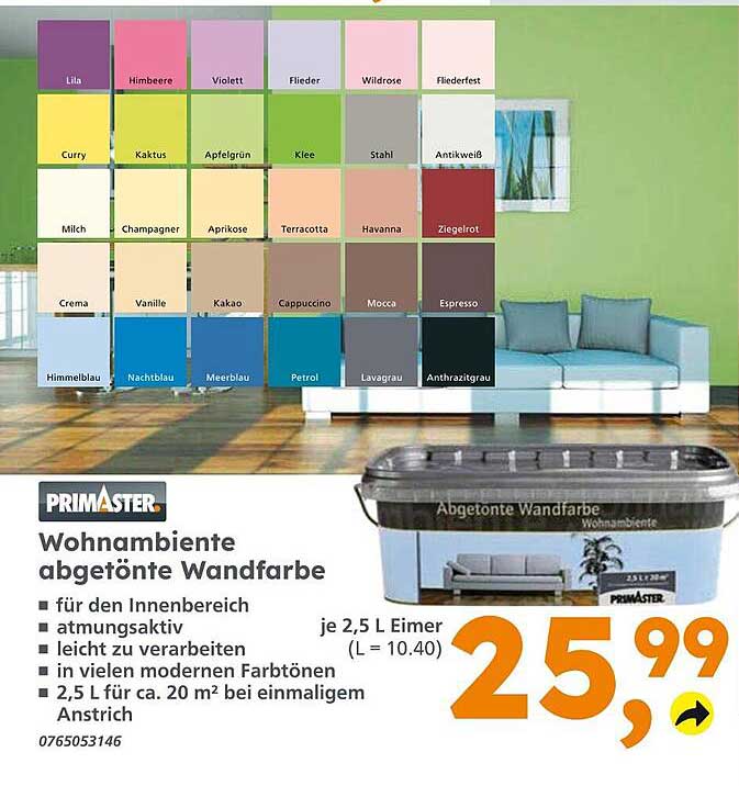 Primaster Wohnambiente Abgetönte Wandfarbe Angebot bei Globus Baumarkt