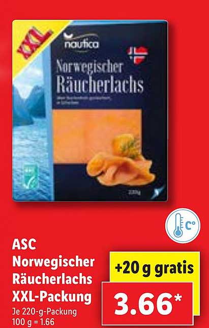 Angebot bei Packung Xxl Lidl Norwegischer Räucherlachs Asc Nautica