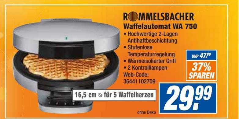 Rommelsbacher Waffelautomat Wa 750 Angebot bei HEM expert - 1Prospekte.de
