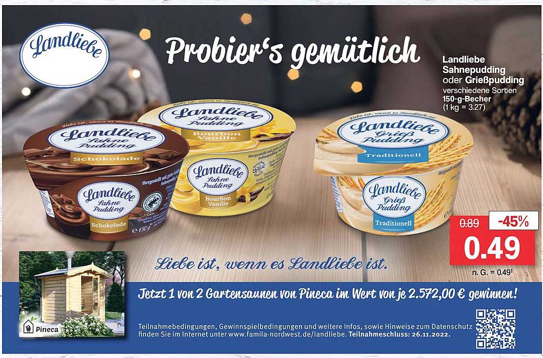 Landliebe Sahnepudding Oder Grießpudding Angebot bei Famila Nordwest ...