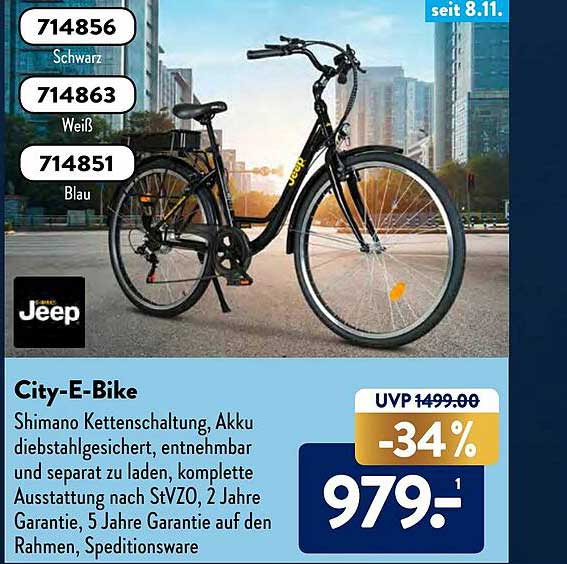 Jeep City-e-bike Angebot bei ALDI sud