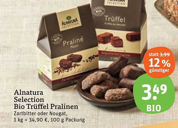 Alnatura Selection Bio Trüffel Pralinen Angebot bei Basic - 1Prospekte.de