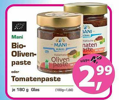 Erdi Biomarkt Mani Bio-olivenpaste Oder Tomatenpaste