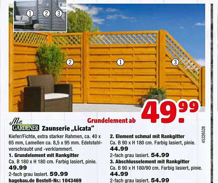 Mr Gardener Zaunserie „licata” Angebot bei Hagebaumarkt 1Prospekte.de