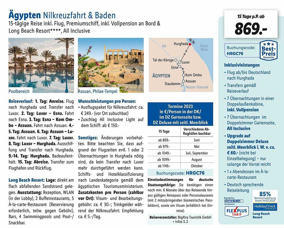 Lidl Reisen ägypten Nilkreuzfahrt & Baden