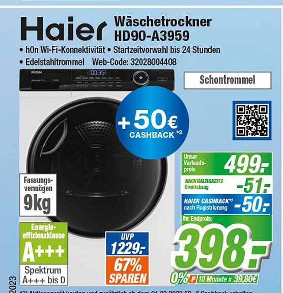 Expert Klein Haier Wäschetrockner Hd90-a3959