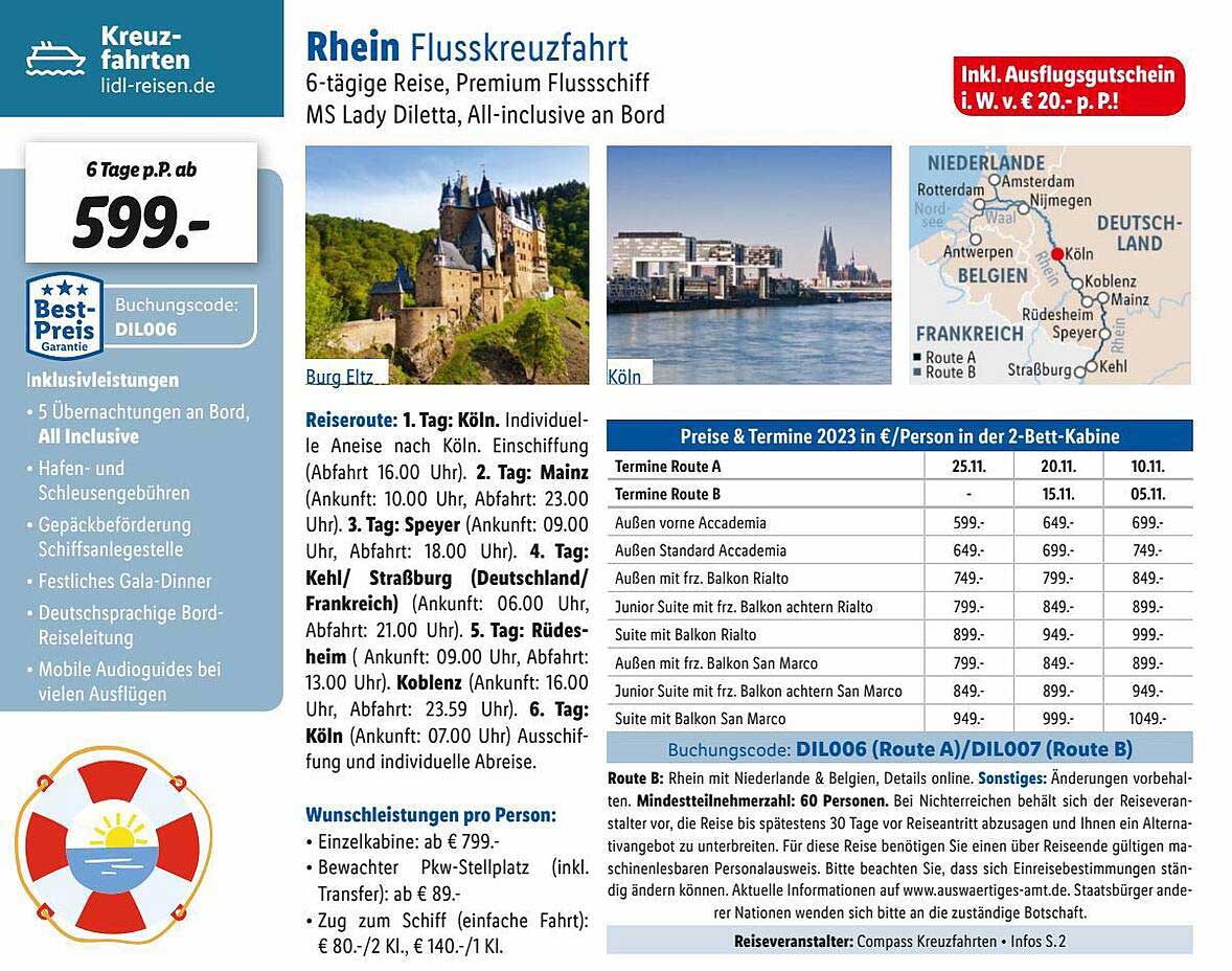 Lidl Reisen Rhein Flusskreuzfahrt