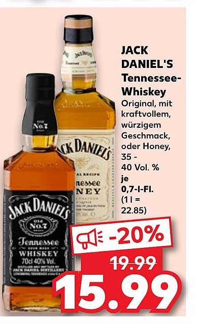 Jack Daniel's Tennesseewhiskey Angebot bei Kaufland 1Prospekte.de