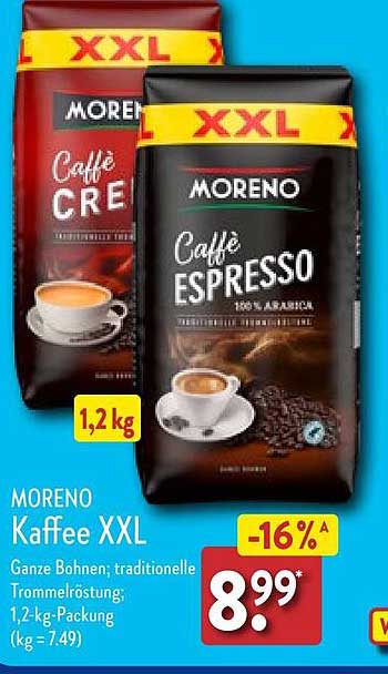 Moreno Kaffee XXL Angebot bei ALDI Nord