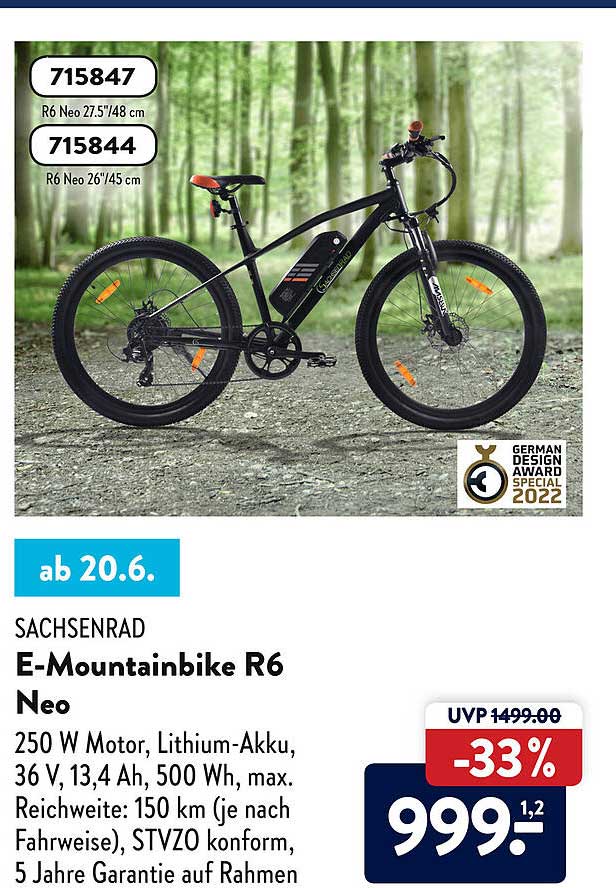 ALDI SÜD Sachsenrad E-mountainbike R6 Neo