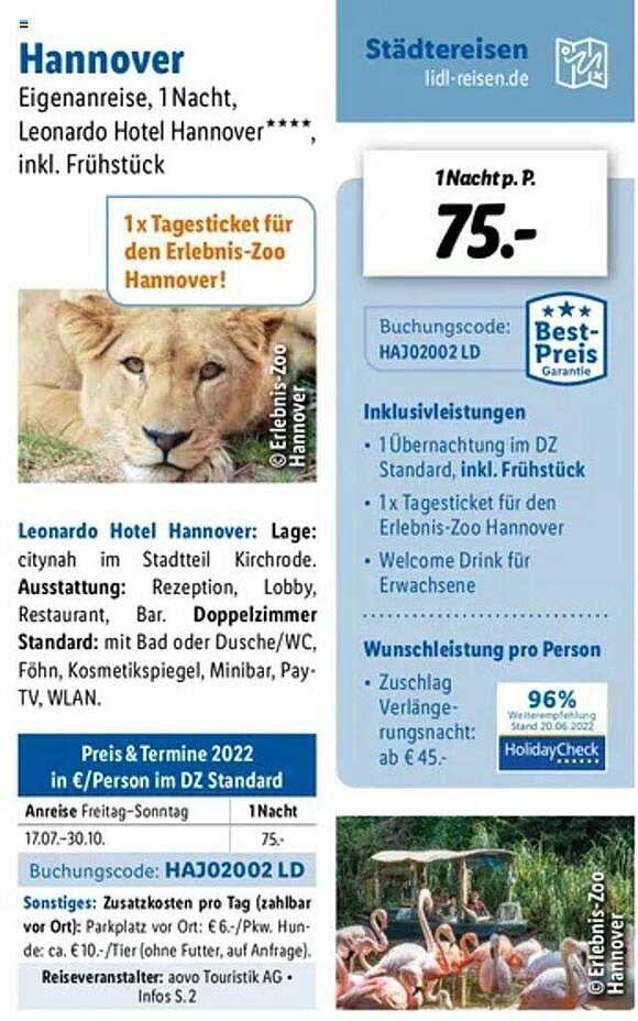Hannover Angebot bei Lidl Reisen 1Prospekte.de