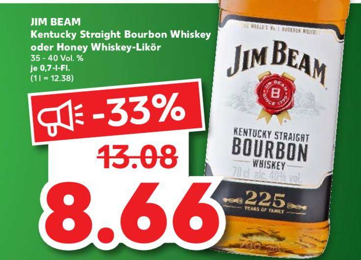 Jim Beam Kentucky Straight Bourbon Whiskey Oder Honey Whiskey Likör Angebot bei Kaufland