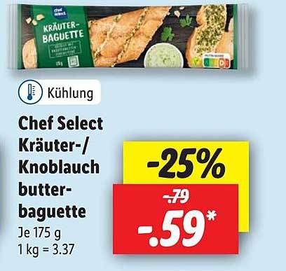 Lidl Kräuter- Chef Knoblauch Select Butterbaguette Angebot bei