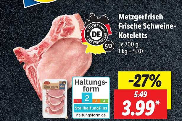 Metzgerfrisch Schweine-koteletts bei Lidl Angebot Frische