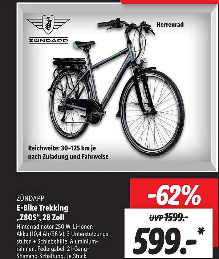 Zündapp E-bike Trekking Z80s 28 Zoll Angebot bei Lidl - 1Prospekte.de