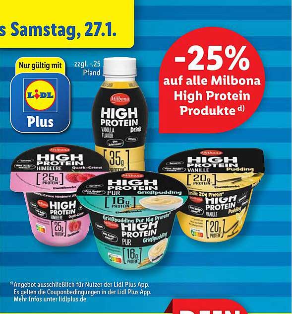 Milbona High Protein Produkte Angebot bei Lidl - 1Prospekte.de
