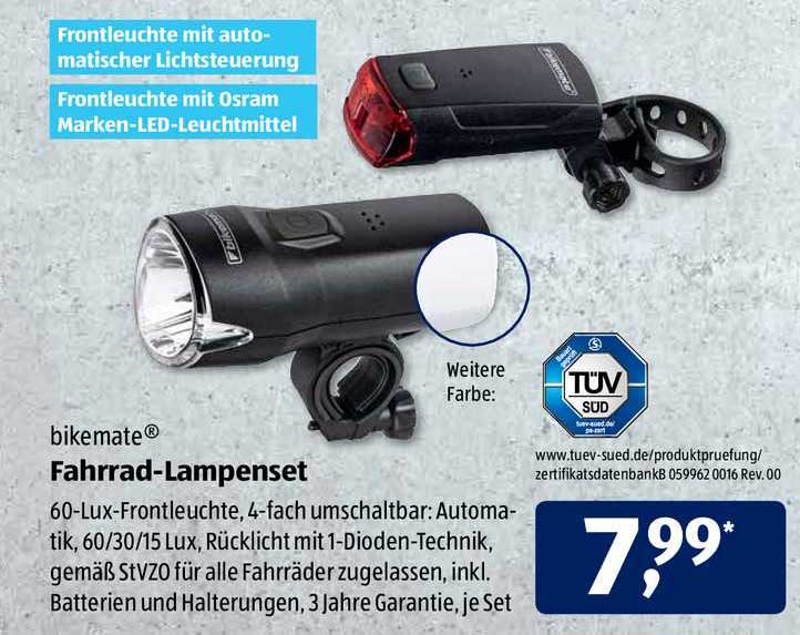 Bikemate Fahrradlampenset Angebot bei ALDI SÜD 1Prospekte.de