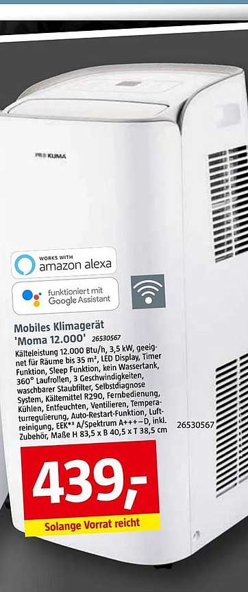 grundlæggende i stedet Lige Mobiles Klimagerät „moma 12.000” Angebot bei Bauhaus