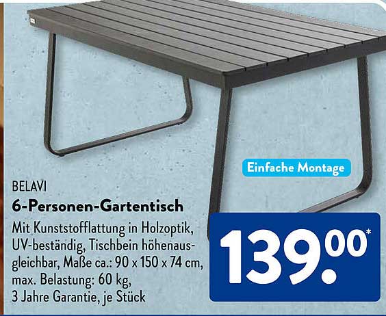 Belavi 6personengartentisch Angebot bei ALDI SÜD 1Prospekte.de