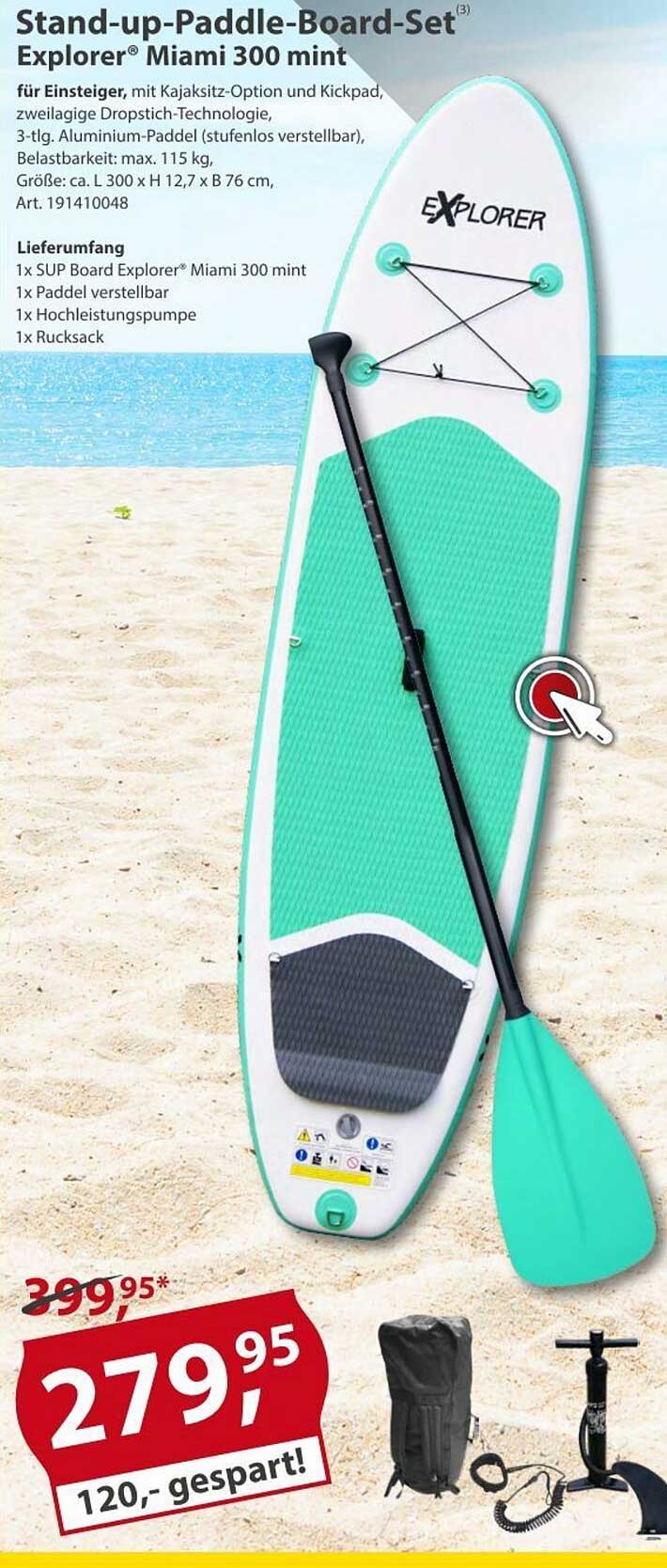 Stand-up-paddle-board-set Explorer Miami 300 Angebot Sonderpreis bei Baumarkt