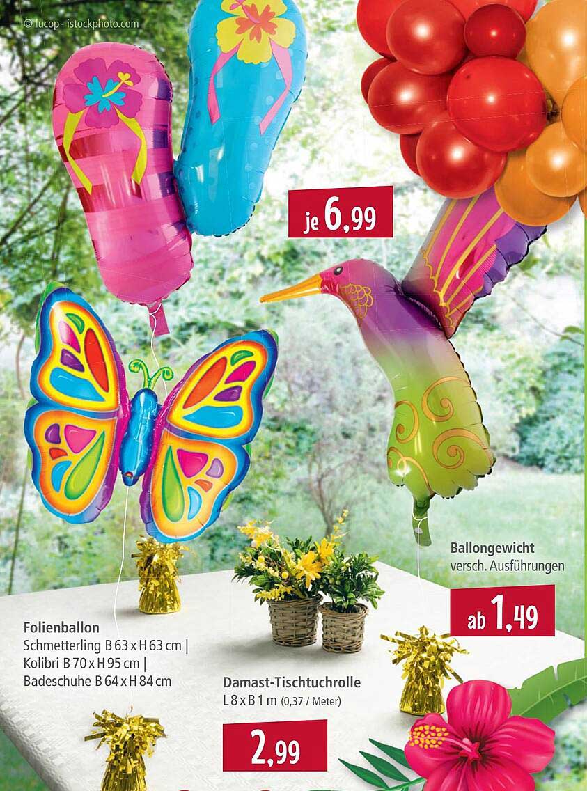Pfennigpfeiffer Folienballon, Damast-tischtuchrolle, Ballongewicht