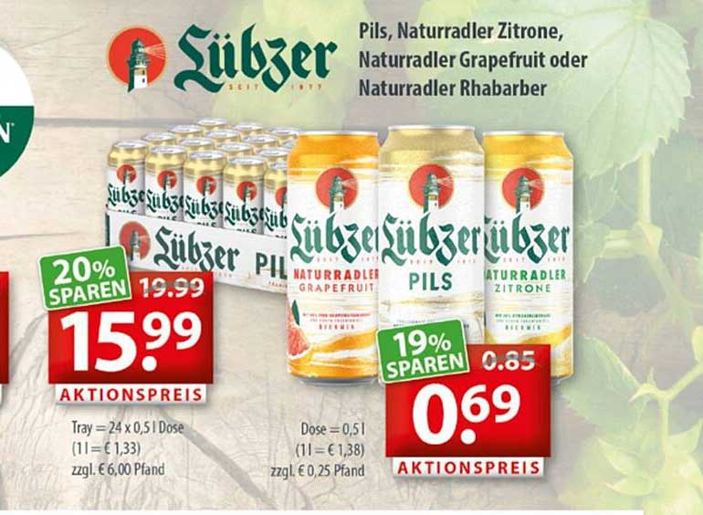 Getränkeland Lübzer Pils, Naturradler Zitrone, Grapefruit Oder Rhabarber