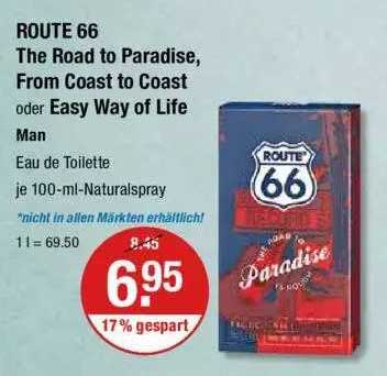 V-Markt Route 66 The Road To Paradise, From Coast To Coast Oder Easy Way Of Life Man Eau De Toilette