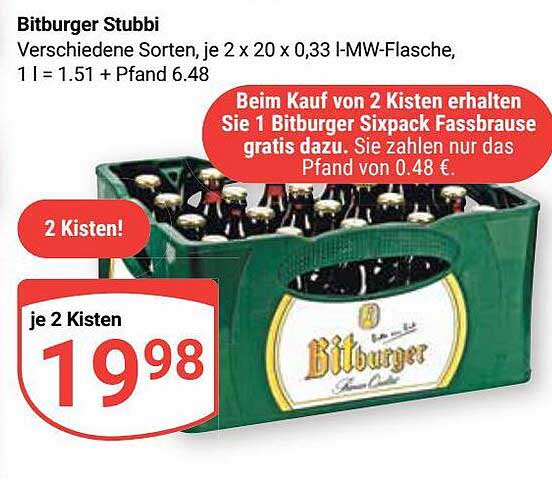 Bitburger Stubbi Angebot bei Globus 1Prospekte.de