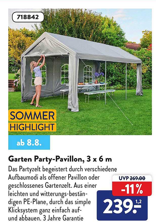 Garten Partypavillon, 3 X 6 M Angebot bei ALDI Nord 1Prospekte.de