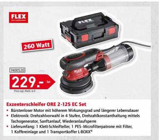 Bauking Flex Exzenterschleifer Ore 2-125 Ec Set