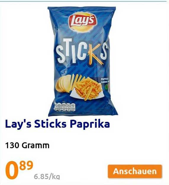 Lay's Sticks Paprika Angebot bei Action - 1Prospekte.de