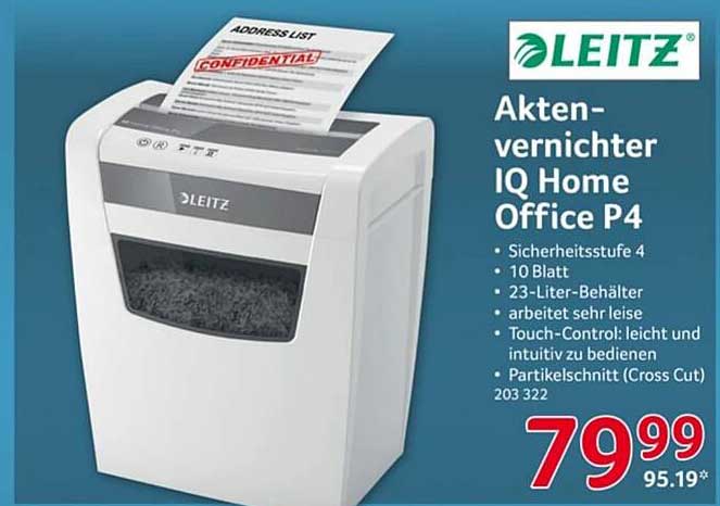 Leitz Aktenvernichter Iq Home Office P4 Angebot bei Selgros 1Prospekte.de