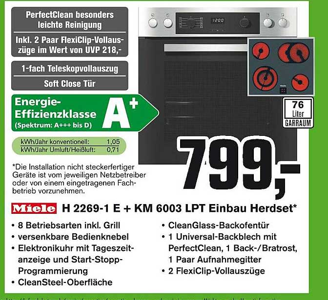 Km Einbau 2269-1 Alphatecc Angebot bei Herdset + Lpt H 6003 E Miele