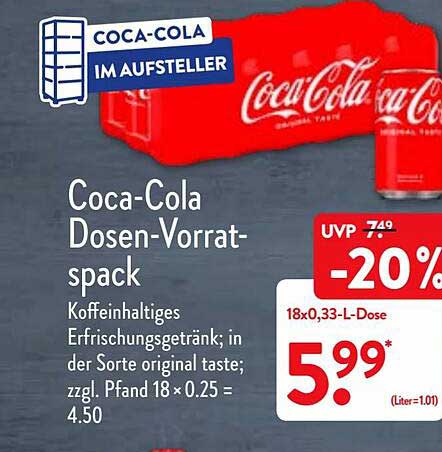 ALDI Nord Coca Cola Dosen Vorrat Spack