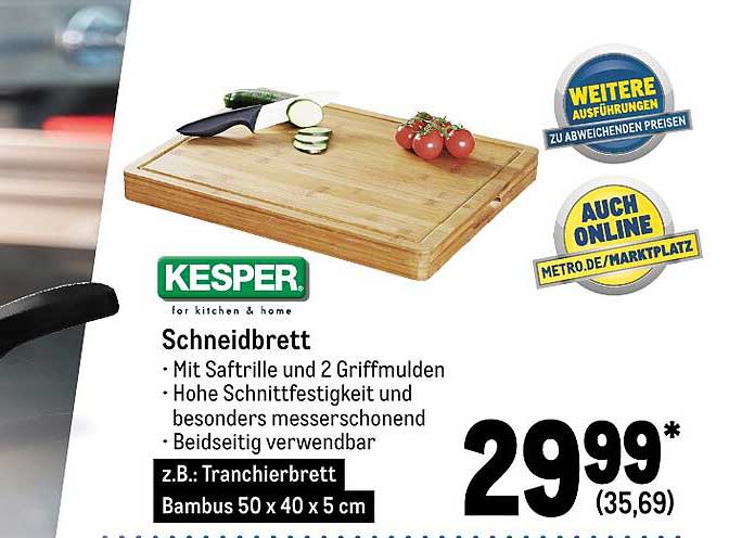 KESPER | Planche à Découper, Matériel: Bambou, Dimension: 31 X 21 X 1.6cm, Couleur: Marron | 58100