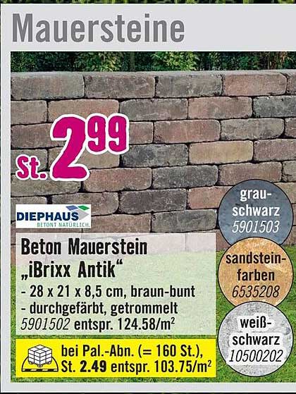 Hornbach Diephaus Beton Mauerstein „ibrixx Antik“