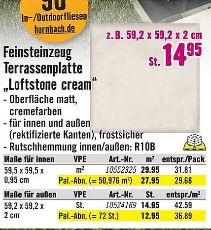 Hornbach Feinsteinzeug Terrassenplatte „loftstone Cream“