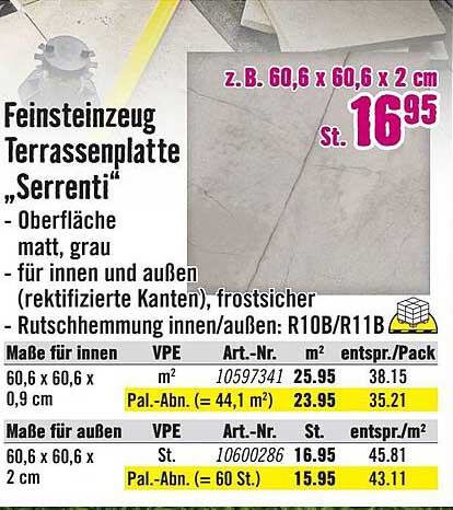 Hornbach Feinsteinzeug Terrassenplatte „serrenti“
