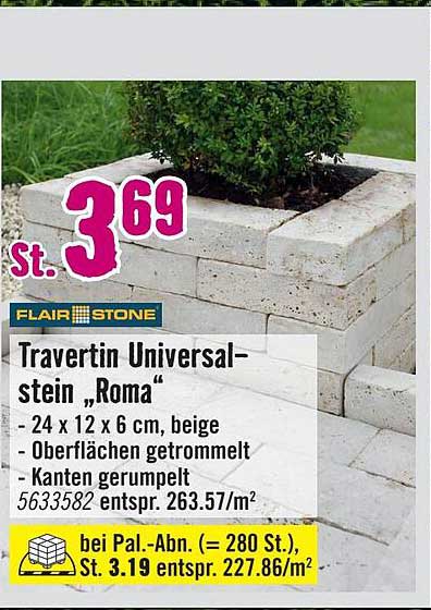 Hornbach Flair Stone Travertin Universalstein Roma