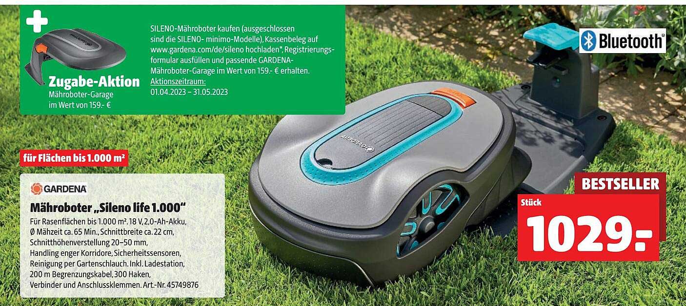 Gardena Mähroboter „sileno Life 1.000“ Angebot bei Hagebaumarkt