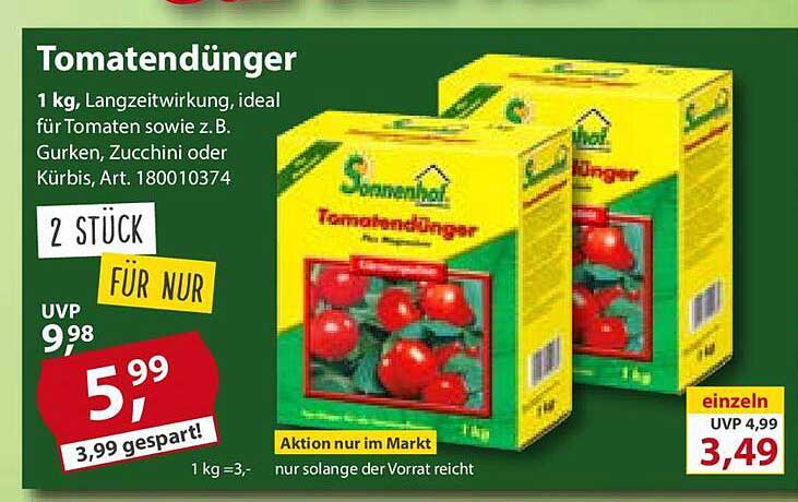Tomatendünger Sonnenhof Angebot bei Sonderpreis Baumarkt 1Prospekte.de