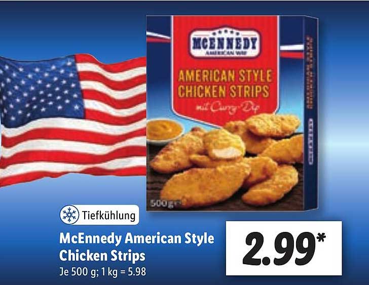 Tiefkühlung Mcennedy American Style Chicken bei Lidl Angebot Strips