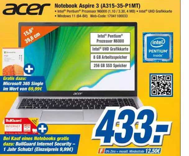 Expert Klein Acer Notebook Aspire 3 (a315-35-p1mt)