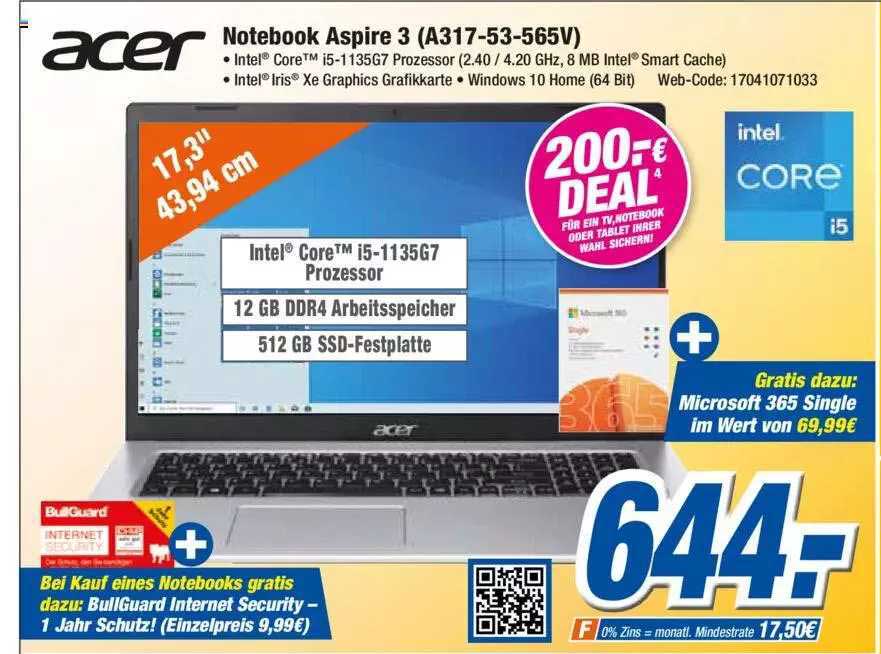Expert Klein Acer Notebook Aspire 3 (a317-53-565v)