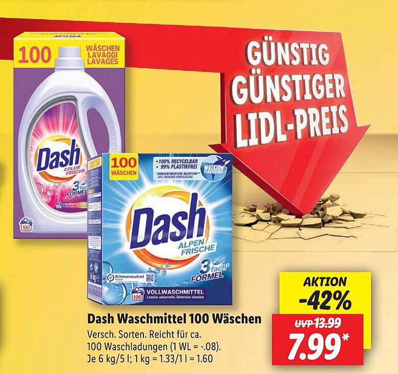Dash Waschmittel Wäschen Angebot Lidl
