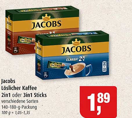 Markant Jacobs Löslicher Kaffee 2in1 Oder 3in1 Sticks