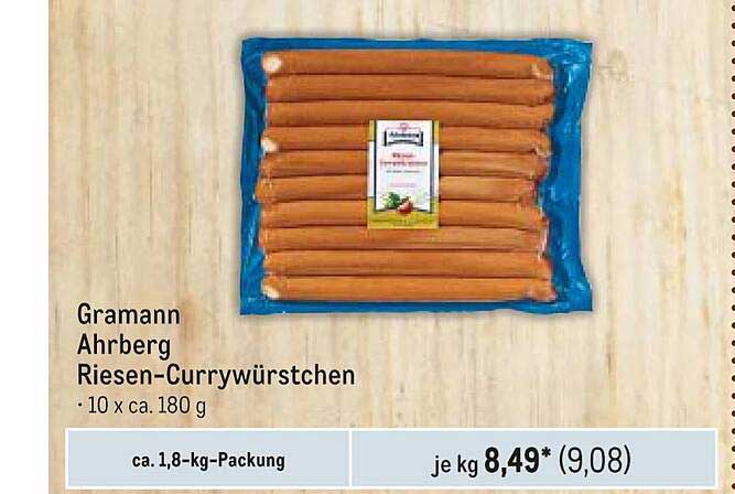 Gramann Ahrberg Riesen-currywürstchen Angebot bei METRO - 1Prospekte.de