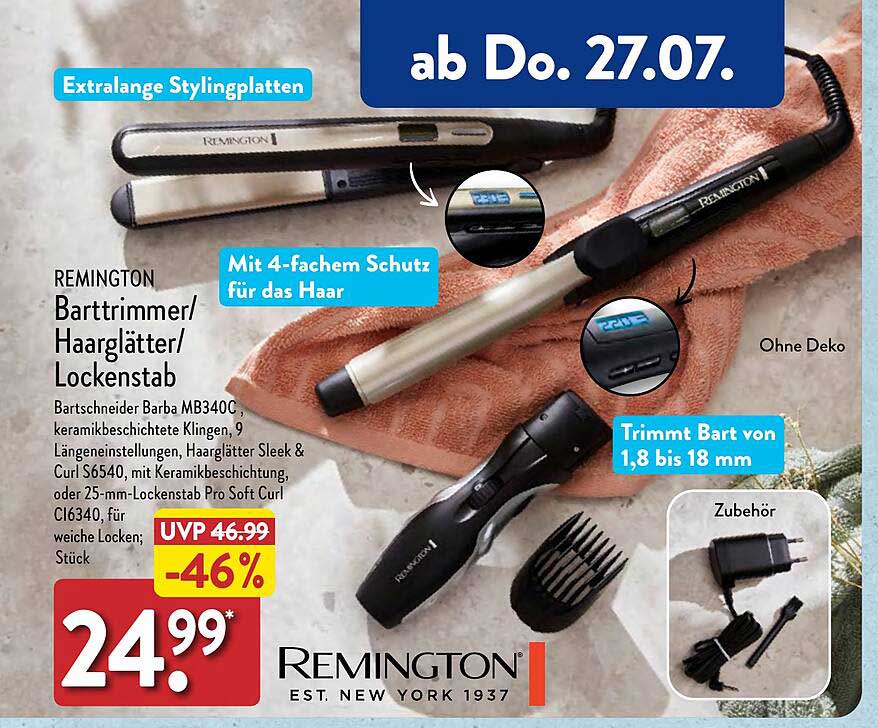 Remington Barttrimmer Oder Haarglätter Oder Lockenstab Angebot bei ALDI
